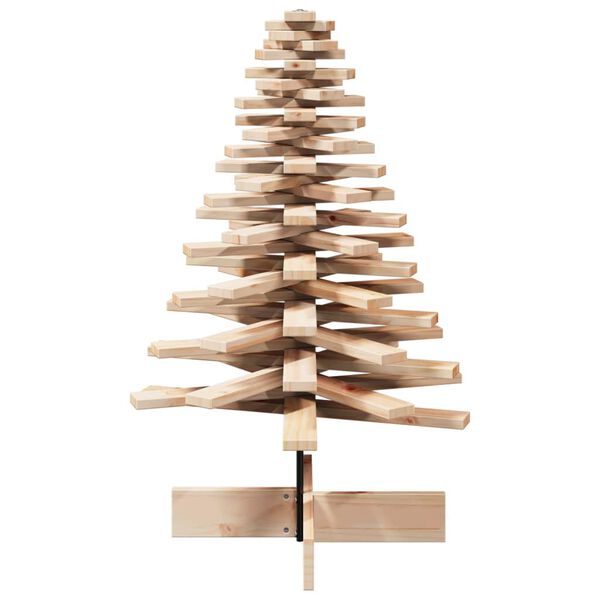 vidaXL Wooden Christmas Tree Natural Wood Solid Pine Wood Medium