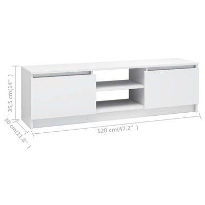 vidaXL TV Stand High Gloss White 47.2"x11.8"x14" Engineered Wood