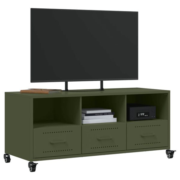 vidaXL TV Cabinet Olive Green Cold-Rolled Steel Medium TV Cabinet