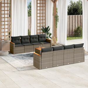 vidaXL Garden Sofa Set Grey PE rattan 9 Piece Modular Garden Sofa Set