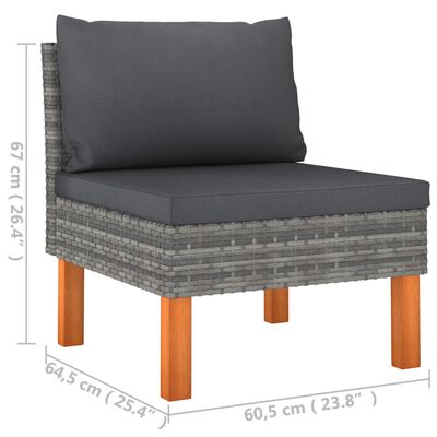 vidaXL 8 Piece Patio Lounge Set with Cushions Poly Rattan Gray