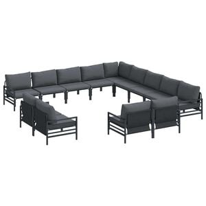 vidaXL Garden Sofa Set with Cushion 13 pcs Black Steel