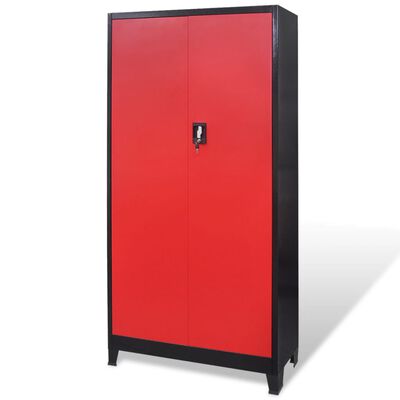vidaXL Tool Cabinet with Tool Chest Steel 35.4"x15.7"x70.9" Red and Black