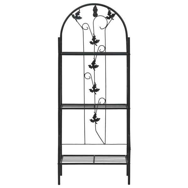 vidaXL Plant Rack Black Powder-coated iron Medium Decorative Inlays