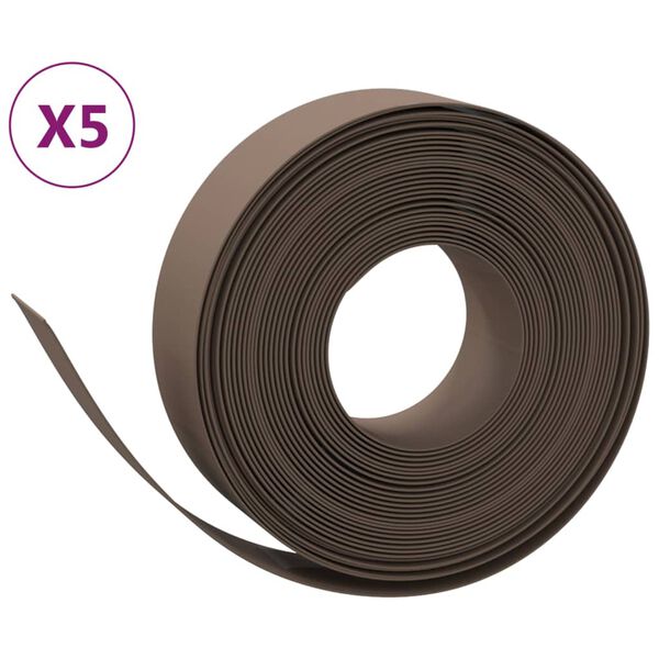 vidaXL Garden Edgings 5 pcs Brown 32.8' 5.9" Polyethylene