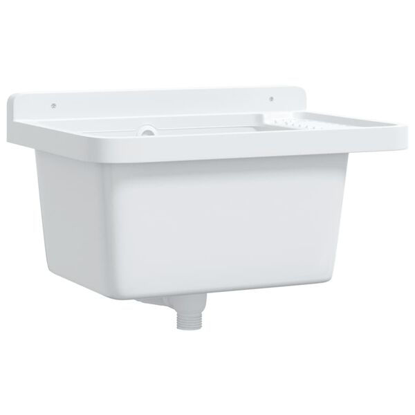 vidaXL Sink Washbasin for Wall Mounting White 19.7x13.8x9.4" Resin