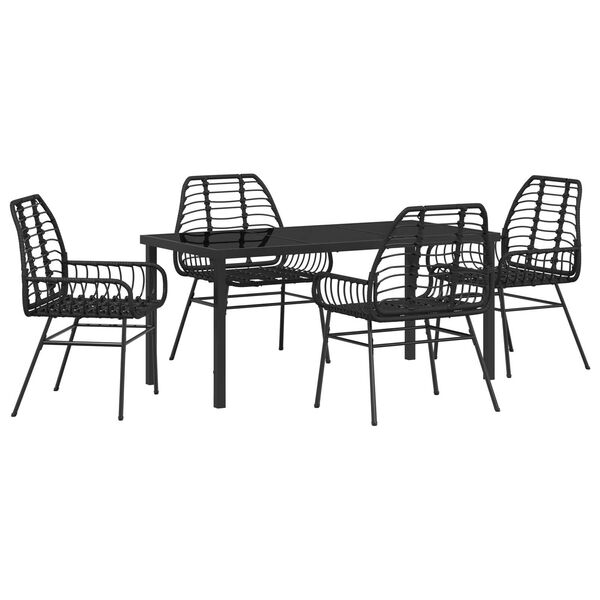 vidaXL Garden Dining Set 5 pcs Black poly rattan
