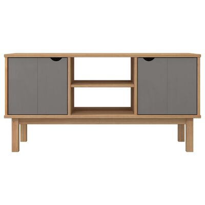 vidaXL TV Stand OTTA Brown and Gray 44.7"x16.9"x22.4" Solid Wood Pine