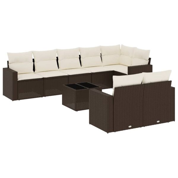 vidaXL Garden Sofa Set Brown, Cream White