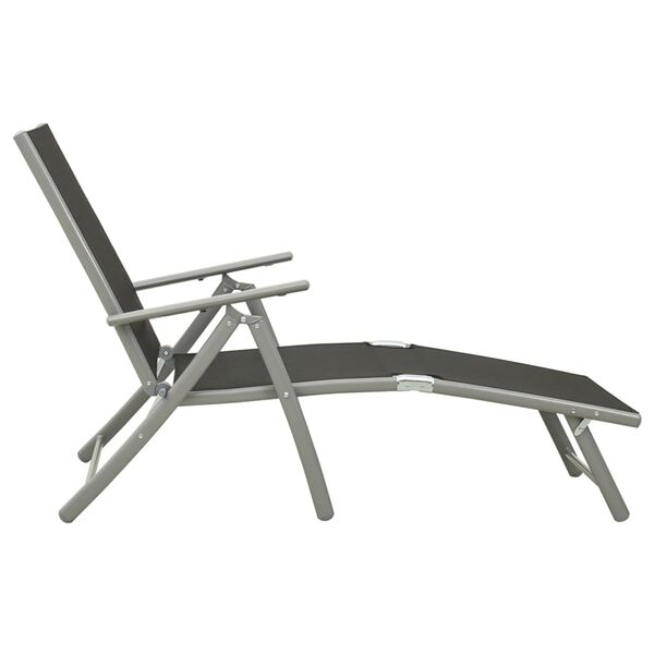 vidaXL Sun Lounger Black and Silver Aluminum, Textilene Standard