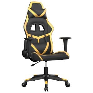 vidaXL Gaming Chair Black and Gold Faux leather Adjustable Swivel