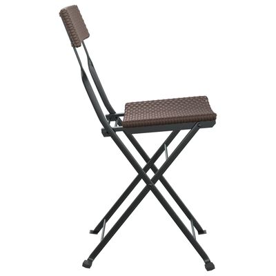 vidaXL Folding Bistro Chairs 4 pcs Brown Poly Rattan and Steel