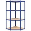 vidaXL 4-Layer Corner Shelf Blue Steel&Engineered Wood