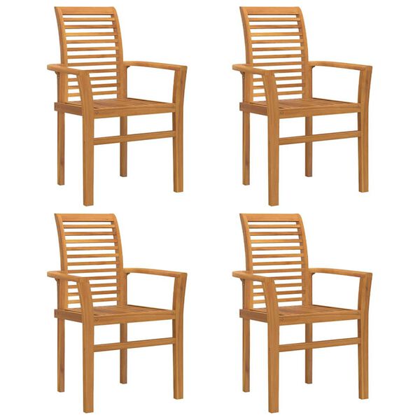 vidaXL Dining Chair Set of 4 Warm Teak Fine sanded teak hardwood