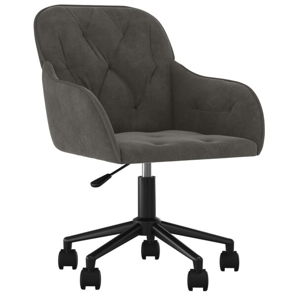 vidaXL Office Chair Dark Gray Velvet Adjustable Height-Adjustable
