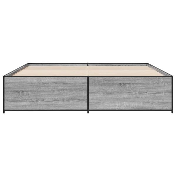 vidaXL Bed Frame Grey Sonoma Engineered wood, steel 79 x 79 in Durable