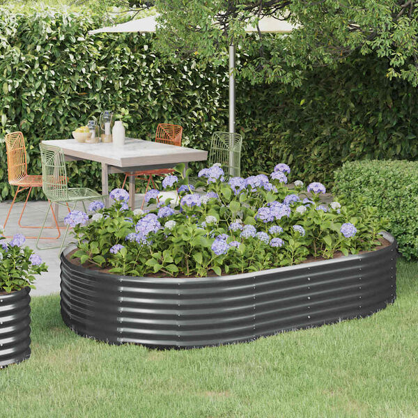 vidaXL Garden Raised Bed Anthracite Powder-coated steel