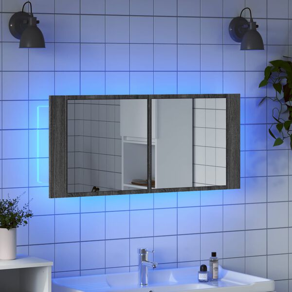 vidaXL Led Mirror Cabinet Grey sonoma Engineered wood, glass