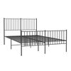 vidaXL Bed Frame Black Powder-Coated Steel 55 x 79 in Bed Frame