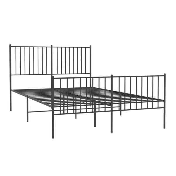 vidaXL Bed Frame Black Powder-Coated Steel 55 x 79 in Bed Frame