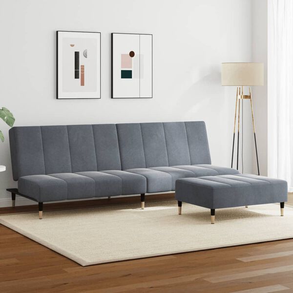 vidaXL Sofa Bed Dark Grey Velvet (100% polyester), wood, metal Compact