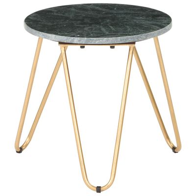 vidaXL Coffee Table Green 15.7"x15.7"x15.7" Real Stone with Marble Texture