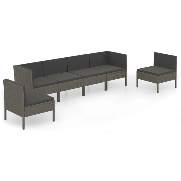 vidaXL Garden Lounge Set Grey PE rattan Medium Modular