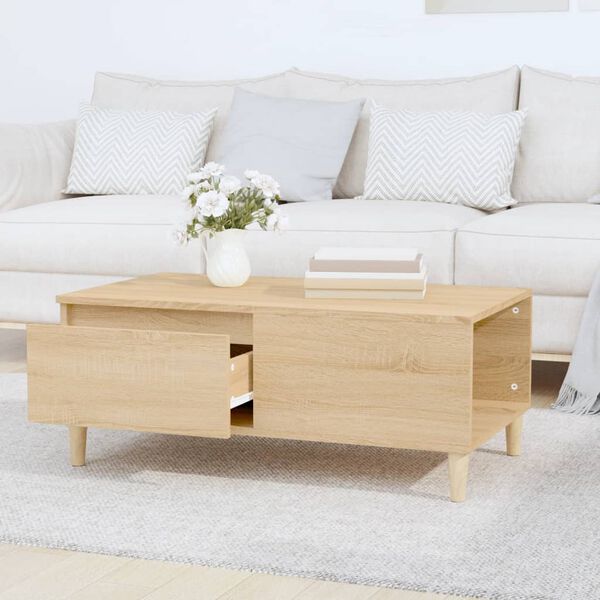 vidaXL Coffee Table Sonoma Oak Engineered Wood, Eucalyptus Wood Medium