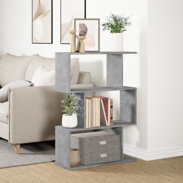 vidaXL Room Divider Bookcase Concrete Grey Engineered Wood