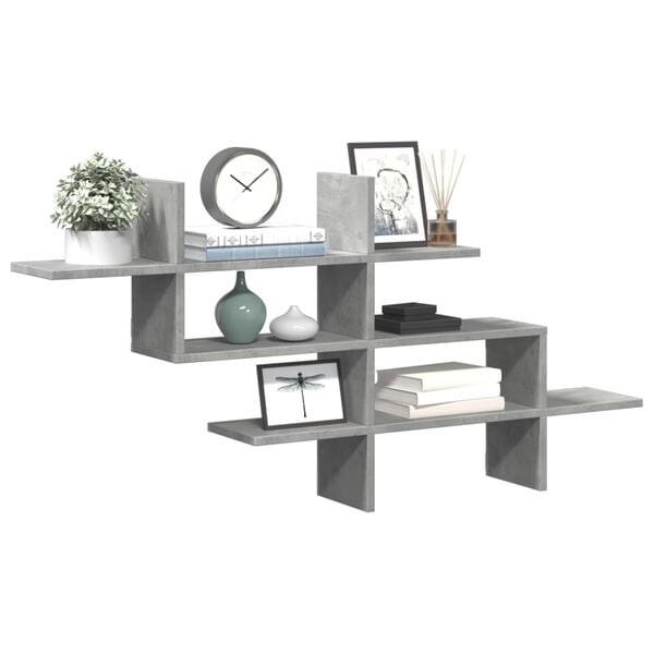 vidaXL Wall Shelf Concrete Grey Engineered Wood 49.0x7.1x23.8 in