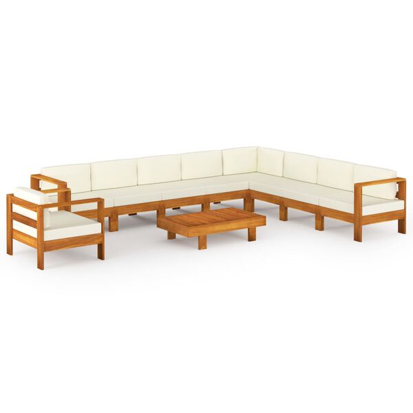 vidaXL Wooden Lounge Set Cream White, Brown