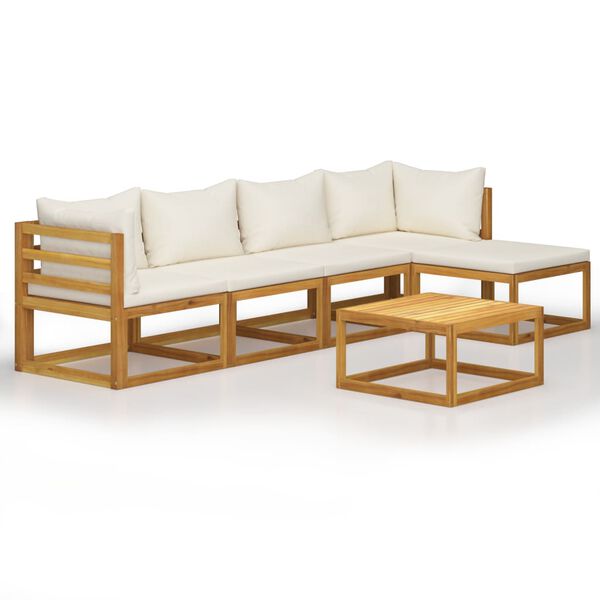 vidaXL Garden Lounge Set Cream, Natural Wood