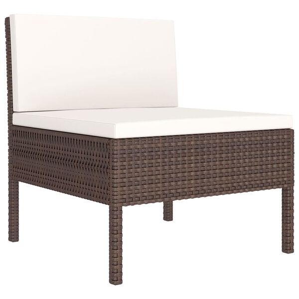 vidaXL Garden Lounge Set Brown PE Rattan Medium Removable Covers