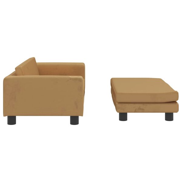 vidaXL Kids Sofa Brown Velvet (100% polyester), solid pine wood, foam Mini