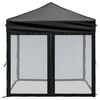 vidaXL Folding Party Tent with Sidewalls Black 6.6'x6.6'