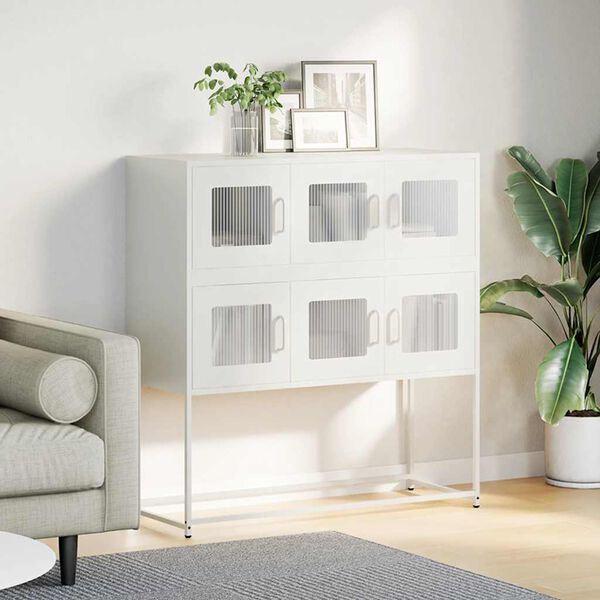 vidaXL Sideboard White Cold-rolled Steel Medium Sideboard Rectangular