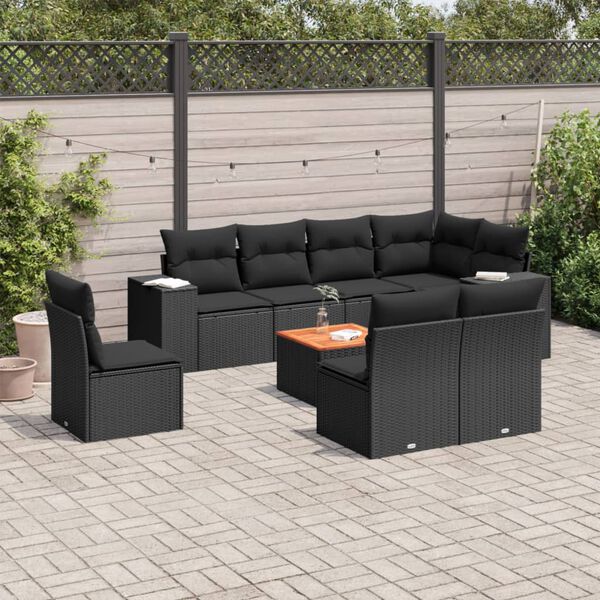vidaXL Garden Sofa Set Black