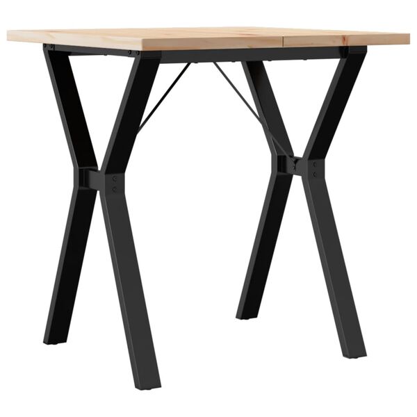 vidaXL Dining Table Pine Solid Pine Wood, Powder-Coated Steel Medium