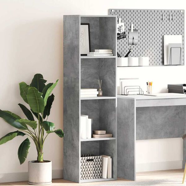 vidaXL Bookcase Concrete Grey Engineered Wood Medium Bookcase