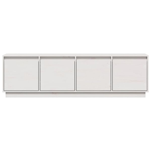 vidaXL TV Cabinet White Solid Pine Wood TV Cabinet Rectangular Modern