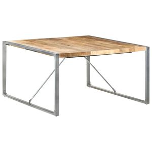 vidaXL Dining Table Rough Mango Wood Powder-Coated Steel 55.1 in Square