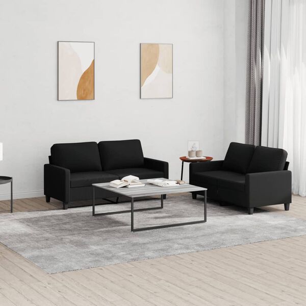 vidaXL Sofa Set Black Fabric (100% polyester), metal, textilene, plywood