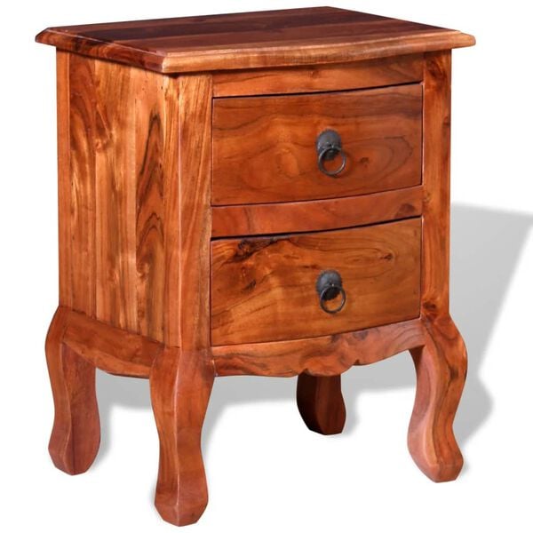 vidaXL Nightstand Brown Solid Acacia Wood Nightstand Rectangular