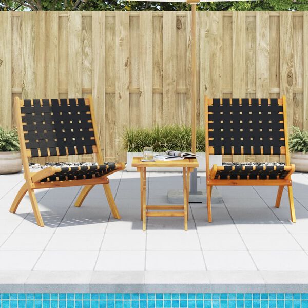 vidaXL Folding Garden Chair Set of 2 Black and brown