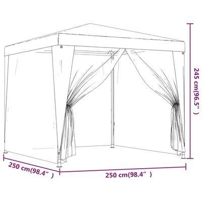 vidaXL Party Tent with 4 Mesh Sidewalls Blue 8.2'x8.2' HDPE