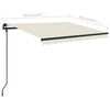 vidaXL Manual Retractable Awning with Posts 9.8'x8.2' Cream