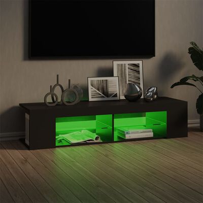 vidaXL TV Cabinet with LED Lights Gray 53.1"x15.4"x11.8"
