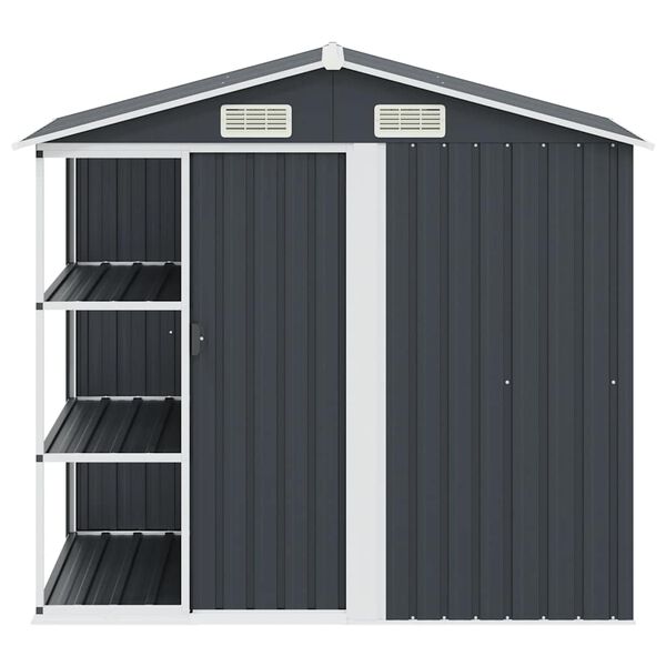 vidaXL Garden Shed Anthracite Galvanized Iron Large Garden Shed