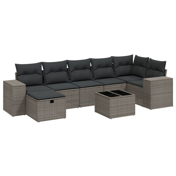 vidaXL Garden Sofa Set Light Grey Poly Rattan Modular Garden Sofa Set