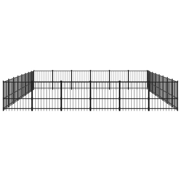 vidaXL Dog Kennel Black Powder-coated steel Large Durable Dog Kennel